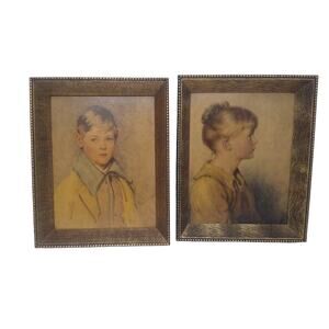 Vtg Framed Garrett and Bell Wall Art Peter and Charlette